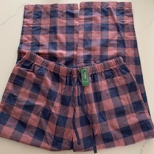 LL Bean XL Petite Pink/Plum Plaid Cotton Flannel Pajama Pants NWT price firm